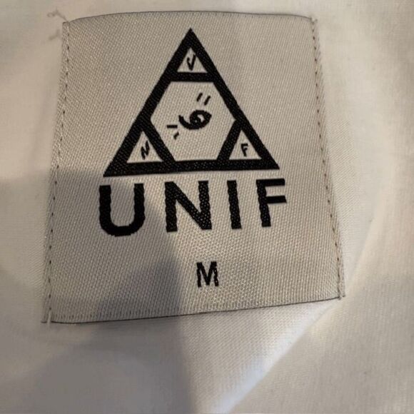 UNIF Slater Garter Clip Top Long Sleeve Scoop Neck White Stretch Size Medium - Picture 5 of 11